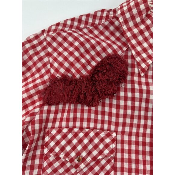 Vintage Sears Western Wear Cowboy Shirt Mens XL Red Rockabilly Pearl Snap Fringe - Picture 9 of 16